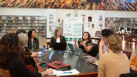 A large teacher meeting