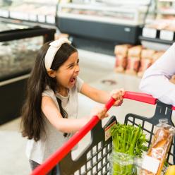 An upset child in the supermarket