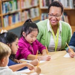 Teacher working with a small group of students.