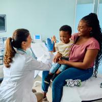 Parent and child at the pediatrician's office